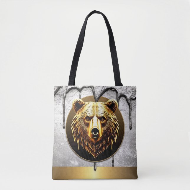 Lyxig guldbjörnemblem metallstil 🐻 tygkasse (Framsida)