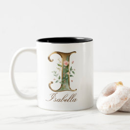 Lyxig guldbukett initial I tvåtons kaffemugg