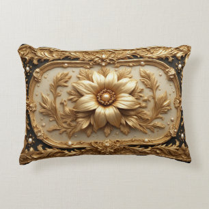 Lyxig guldf floral ram prydnadskudde