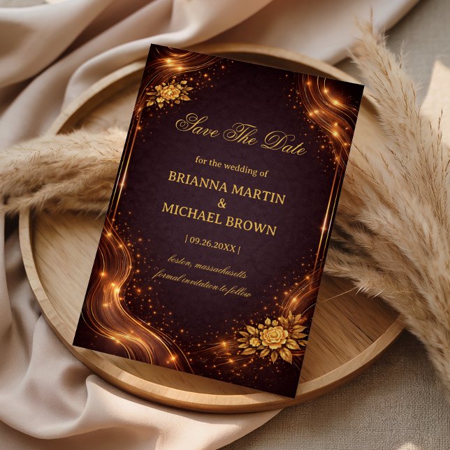 Lyxig Guldglansvåg Spara Datumet (Skapare uppladdad)