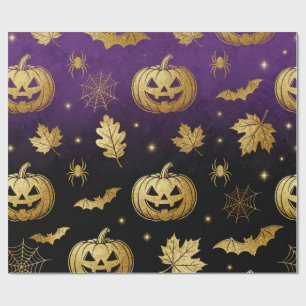 Lyxig guldglittrande Halloween-presentinslagning Presentpapper