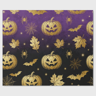 Lyxig guldglittrande Halloween-presentinslagning Presentpapper