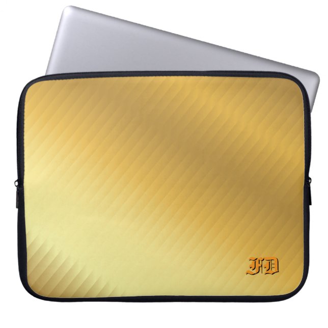 Lyxig guldgradientmonogram med personlig anpassnin laptop fodral (Framsidan)