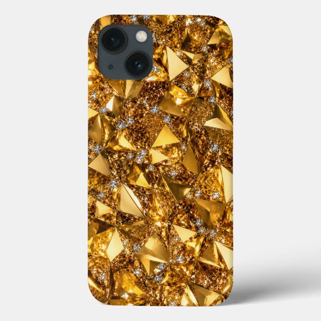 Lyxig guldkristall iPhone 13 konstfodraldesign (Baksida)