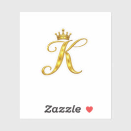 Lyxig guldmonogram bokstav K Royal Crown dekal