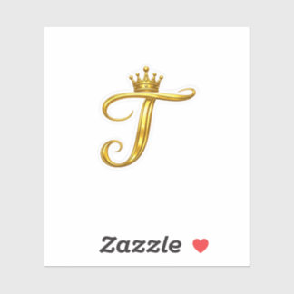 Lyxig guldmonogram bokstav T Royal Crown dekal