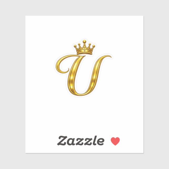 Lyxig guldmonogram bokstav U Royal Crown dekal (Ark)