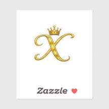 Lyxig guldmonogram bokstav X Royal Crown dekal