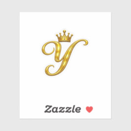 Lyxig guldmonogram bokstav Y Royal Crown dekal
