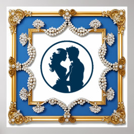 Lyxig guldram prydd med pärlor poster