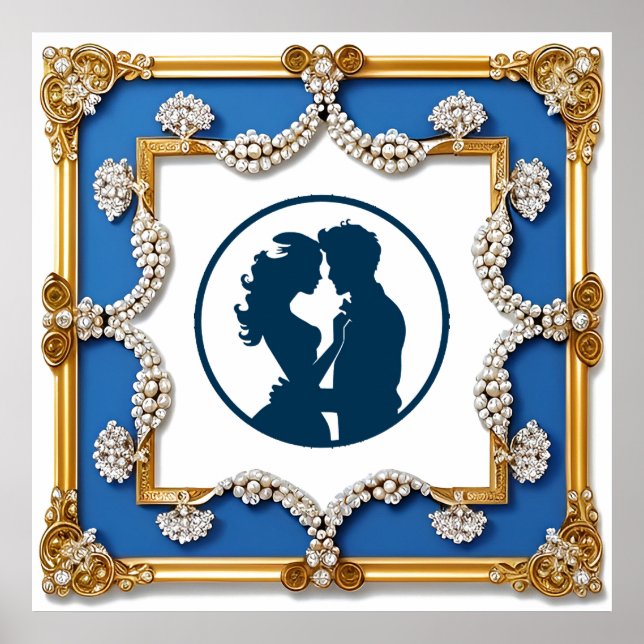 Lyxig guldram prydd med pärlor poster (Framsidan)