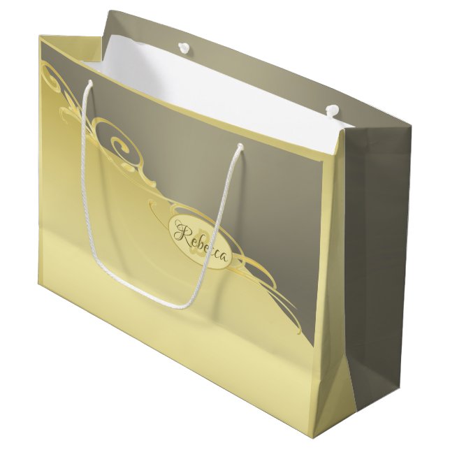 Lyxig guldsmyckning på guld & silver, Monogram, (Framsidan Vinklad)