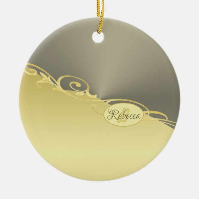 Lyxig guldsmyckning på guld & silver, Monogram  Julgransprydnad Keramik (Framsidan)