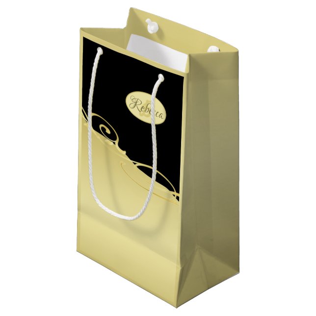 Lyxig guldsmyckning på guld & svart, Monogram,  (Framsidan Vinklad)