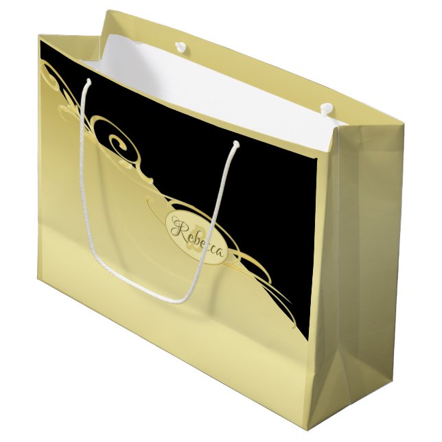 Lyxig guldsmyckning på guld & svart, Monogram,  (Framsidan Vinklad)