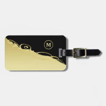 Lyxig guldsmyckning på guld & svart, Monogram,