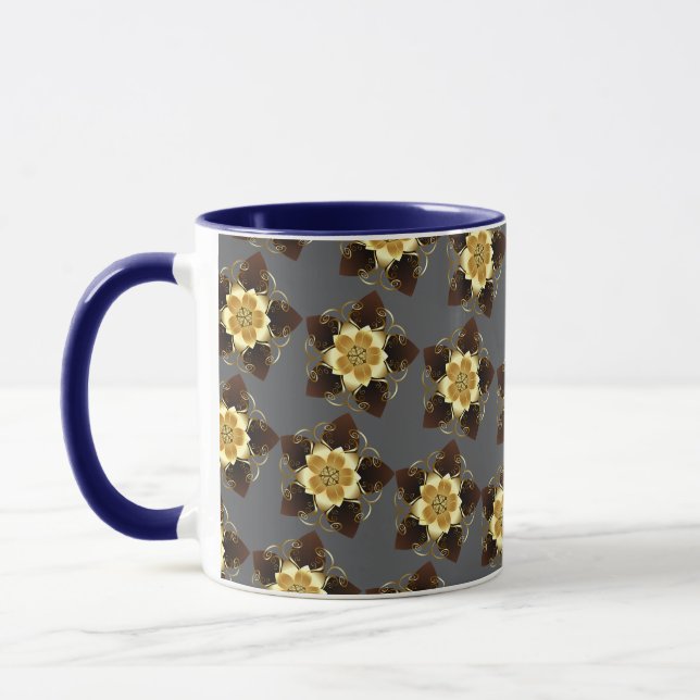 Lyxig gyllene blomster mandala dekorativ design mugg (Vänster)