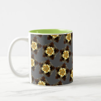Lyxig gyllene blomster Mandala dekorativ design Två-Tonad Mugg