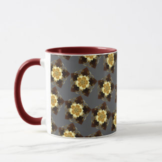 Lyxig gyllene blomster Mandala prydnadsdesign Mugg