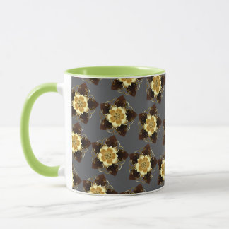 Lyxig gyllene blomster Mandala prydnadsdesign Mugg