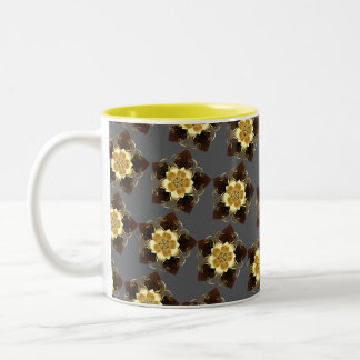 Lyxig gyllene blomster Mandala prydnadsdesign Två-Tonad Mugg