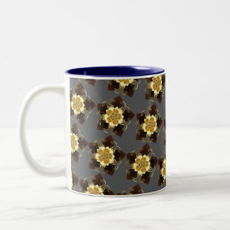 Lyxig gyllene blomster Mandala prydnadsdesign Två-Tonad Mugg