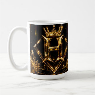 Lyxig gyllene bokstav H krona diamant monogram Kaffemugg