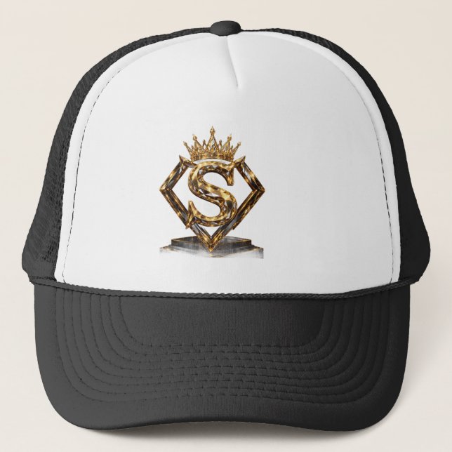 Lyxig gyllene bokstav S krona diamant monogram Keps (Framsida)