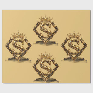 Lyxig gyllene bokstav S krona diamant monogram Presentpapper