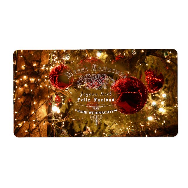 Lyxig gyllene jul - Etikett Fraktsedel (Framsidan)