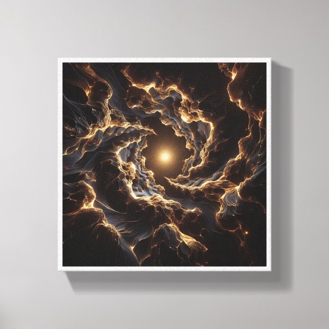 Lyxig gyllene kosmisk virvel - Abstrakt djup rymd  Canvastryck (Framsida)