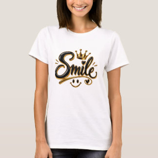 Lyxig gyllene leendetypografi med krona t shirt
