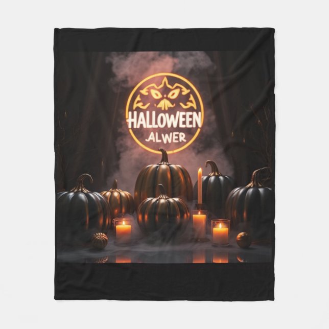 Lyxig Halloweenfilt 2025 🎃🖤 Fleecefilt (Framsidan)