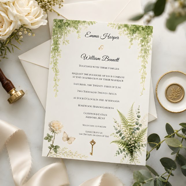 Lyxig Hemlig Trädgård Blommig Bröllop Inbjudningar (Part of the luxury secret garden wedding theme, invitation card)