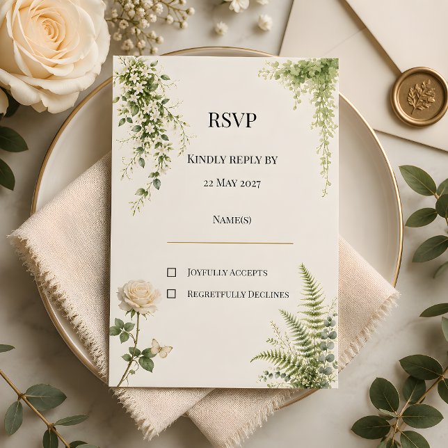 Lyxig Hemlig Trädgård Blommig Bröllop OSA Kort (Part of the luxury secret garden wedding theme, rsvp card)