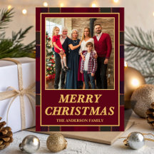 Lyxig Heritage Tartan Rutig Jul Familjefoto julkor