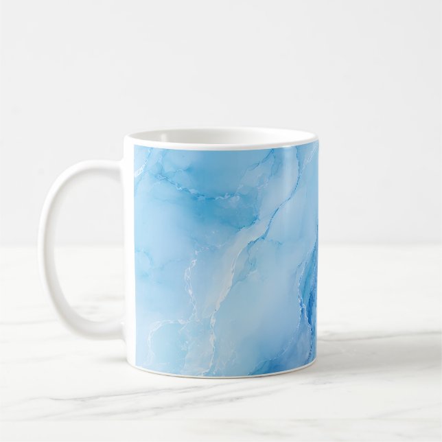 Lyxig himmelblå marmor abstrakt kaffemugg (Vänster)