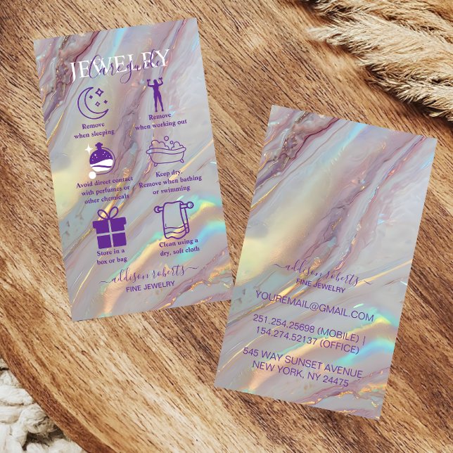 Lyxig Holografisk Glamördesign Smycken Skötsel Visitkort (Skapare uppladdad)