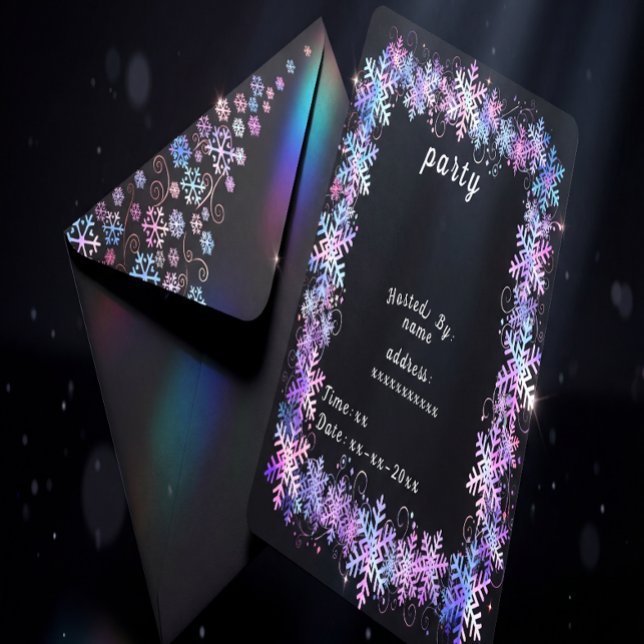 Lyxig holografisk snöflinga julkollektion inbjudningar (Skapare uppladdad)