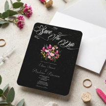Lyxig Hot Pink Blommig "Spara Datum" Inbjudan