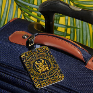 Lyxig Igbo Ikenga Indigo & Guld Kultur Toteväska Bagagebricka