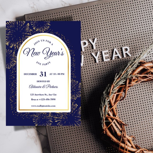 Lyxig inbjudan för nyårsfirande mall (Luxury Holiday Party Invitations)