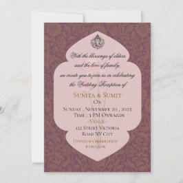 Lyxig indisk bröllopsfestinbjudan inbjudningar