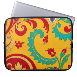 Lyxig indonesisk guldf floral songket-bärbar dator laptop fodral