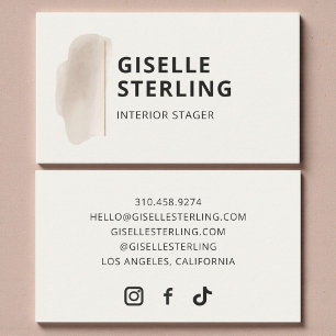Lyxig Interiör Stager Neutral Beige Akvarell Visitkort
