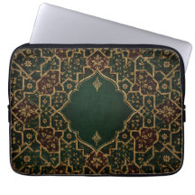 Lyxig islamisk arabesk laptopsleeve | Smaragd &