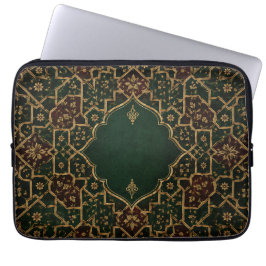 Lyxig islamisk arabesk laptopsleeve | Smaragd & Laptop Fodral