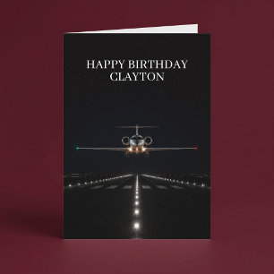 Lyxig jet ankomst efter timmar födelsedag kort