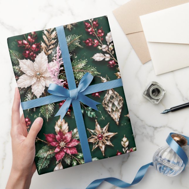 Lyxig jul i smaragd och burgunder presentpapper (Gifting)