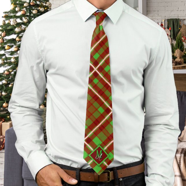 Lyxig jul tartan personlig monogram slips (Skapare uppladdad)